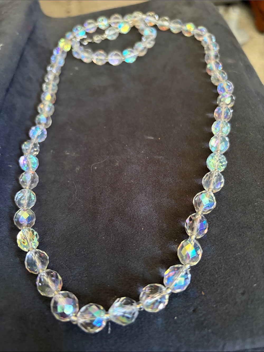 Vintage aurora Borealis glass crystal rainbow necklace